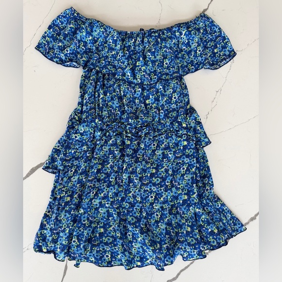 Zara Blue Floral Off Shoulder Ruffle Dress Romper Size L - Picture 3 of 10